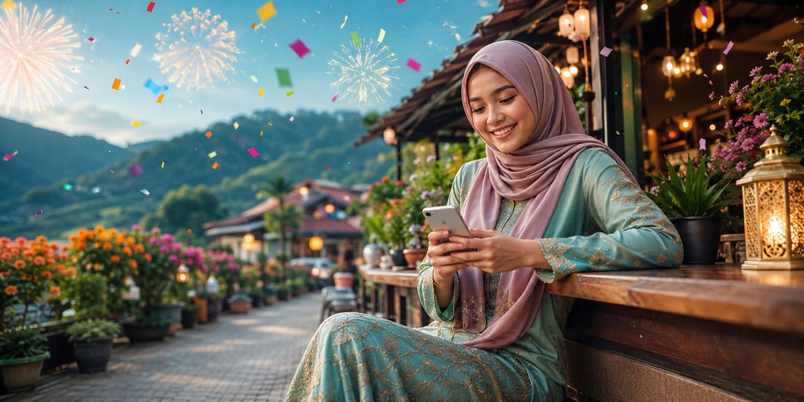 Pengguna Malaysia memasang aplikasi gr86 Android pada telefon pintar semasa musim perayaan
